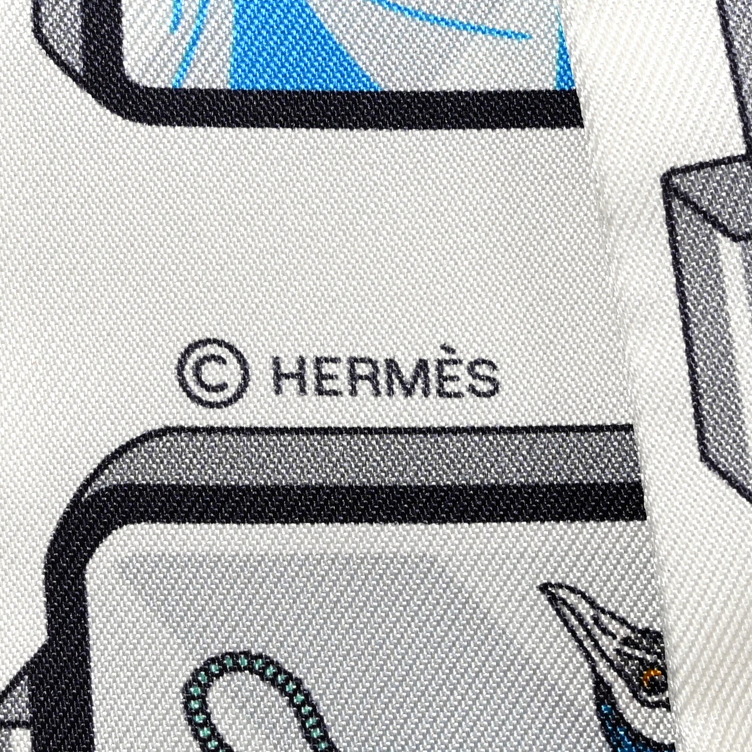 Hermes Silk Story Twilly White Gris Rouge 3 of 4