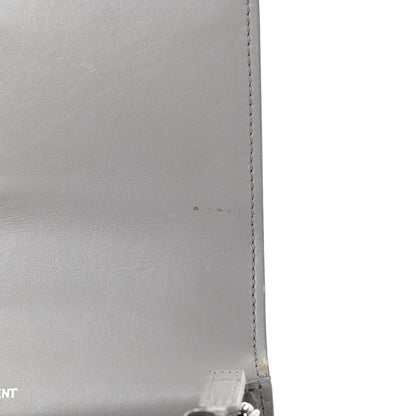 Saint Laurent Calfskin Crocodile Embossed Monogram Sunset Chain Wallet Mouse Grey 5 of 5