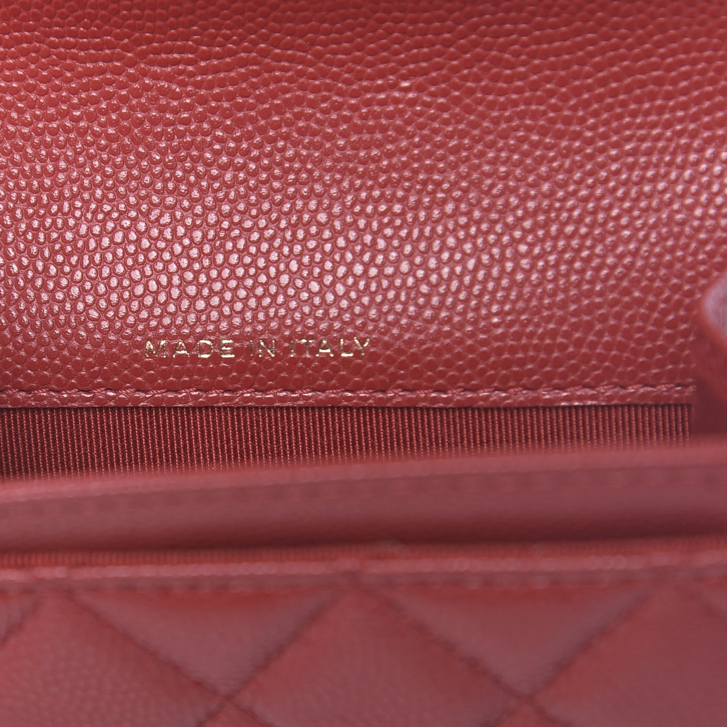 Caviar Quilted Flap Card Holder Wallet Red