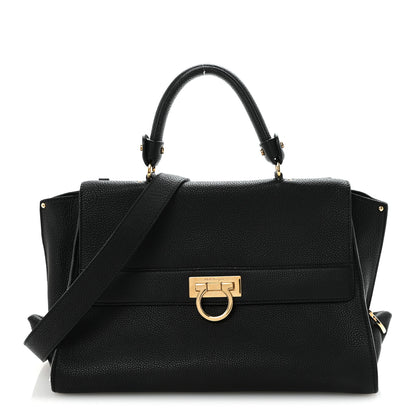 Salvatore Ferragamo Grained Calfskin Medium Sofia Satchel Black 1 of 9