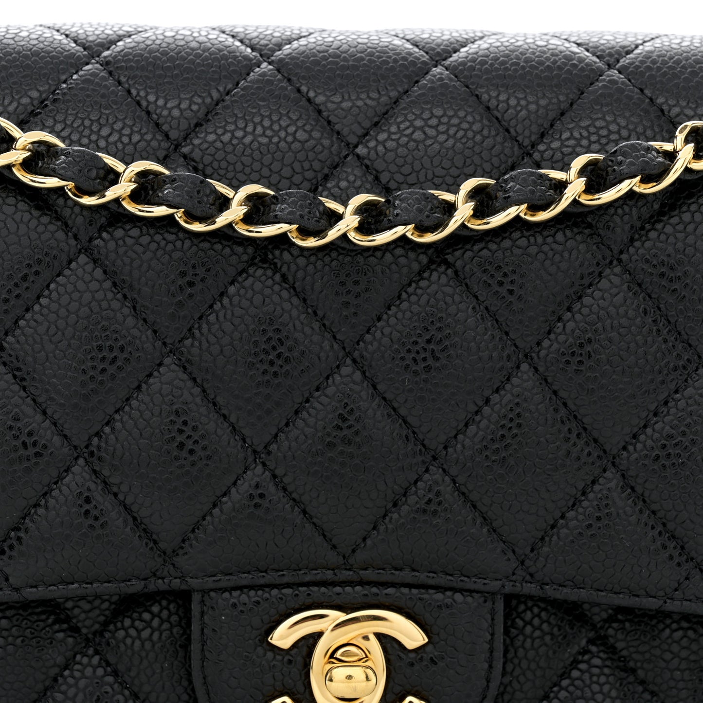 Caviar Quilted Medium Double Flap Black