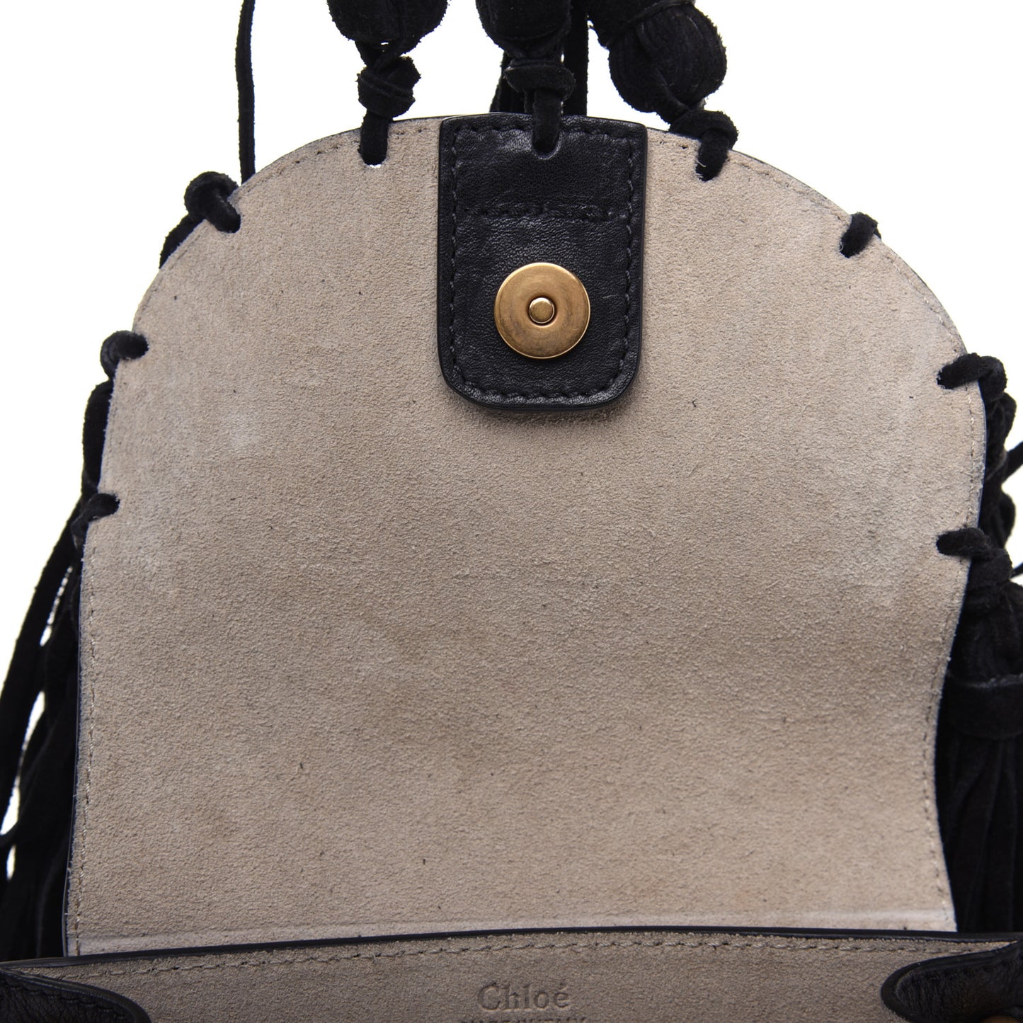 Calfskin Mini Hudson Fringe Shoulder Bag Black