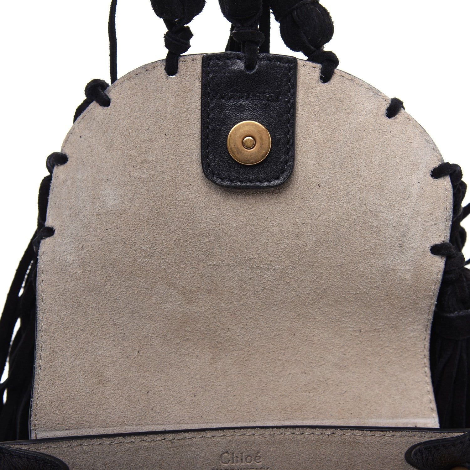 Chloe Calfskin Mini Hudson Fringe Shoulder Bag Black 11 of 17
