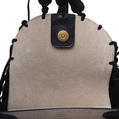 Chloe Calfskin Mini Hudson Fringe Shoulder Bag Black 11 of 17