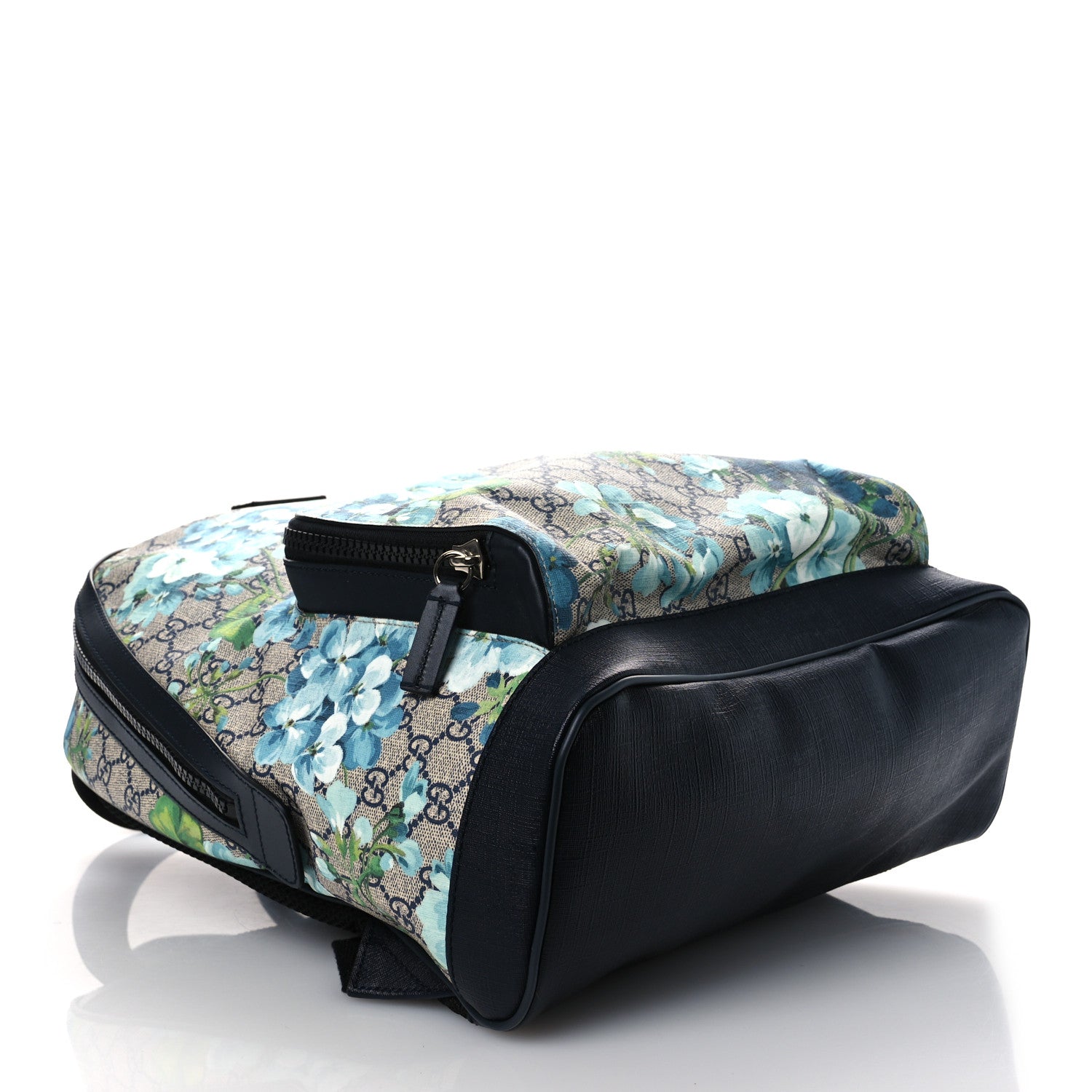 Gucci GG Supreme Monogram Blooms Medium Day Backpack Beige Blue Navy 4 of 11