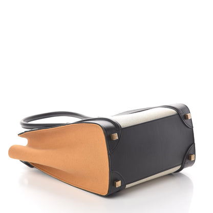 Celine Calfskin Linen Micro Tri-Color Luggage Natural 4 of 9