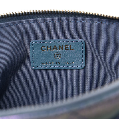 Chanel Iridescent Crumpled Calfskin Trio Cosmetic Case Blue Pink Ivory 8 of 11