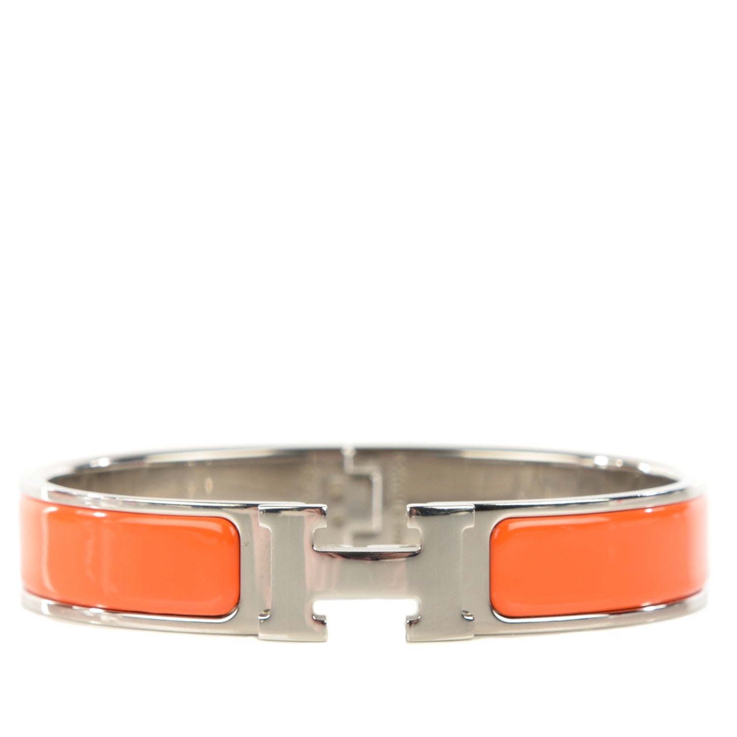 Hermes Enamel Narrow Clic Clac H Bracelet GM Orange 1 of 6
