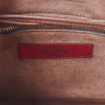 Valentino Garavani Pebbled Calfskin Rockstud Double Handle Cinch Tote Light Brown 13 of 15