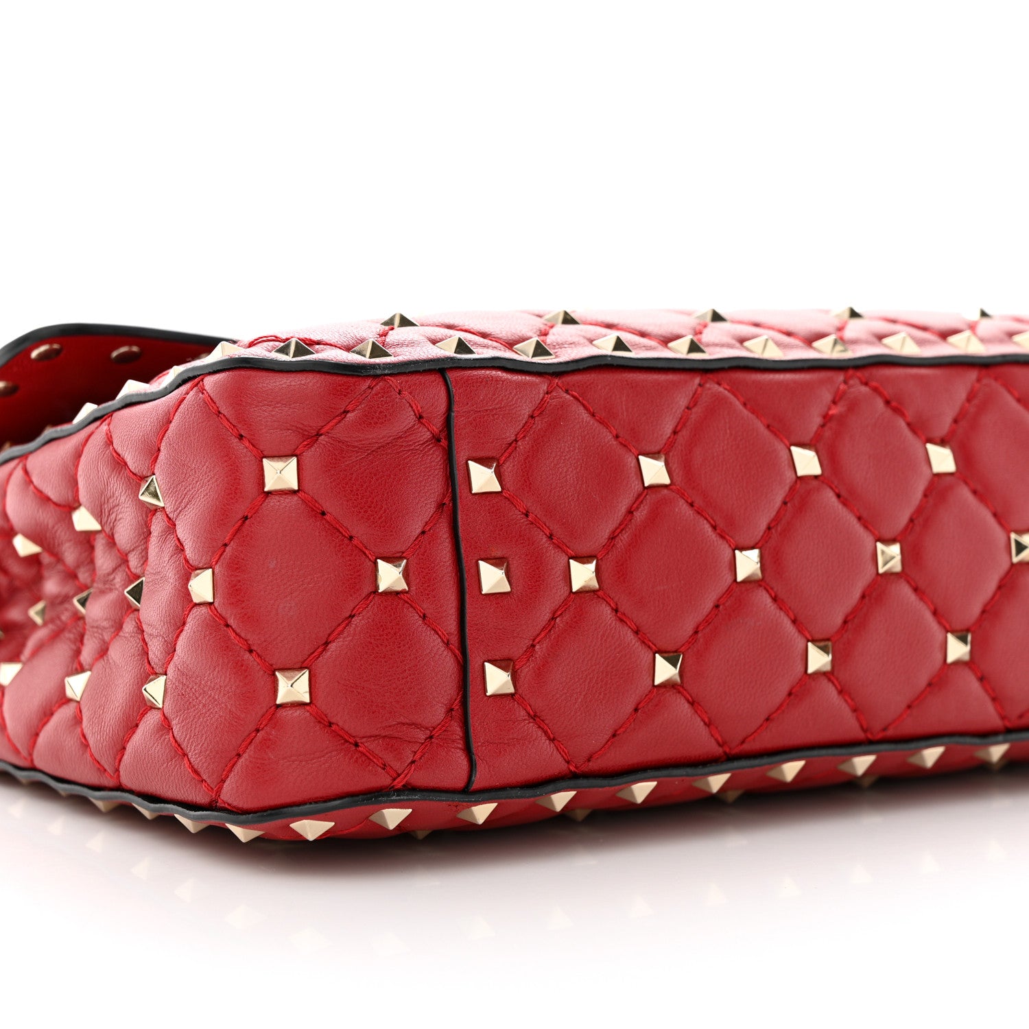Valentino Garavani Lambskin Medium Rockstud Spike Shoulder Bag Red 9 of 13