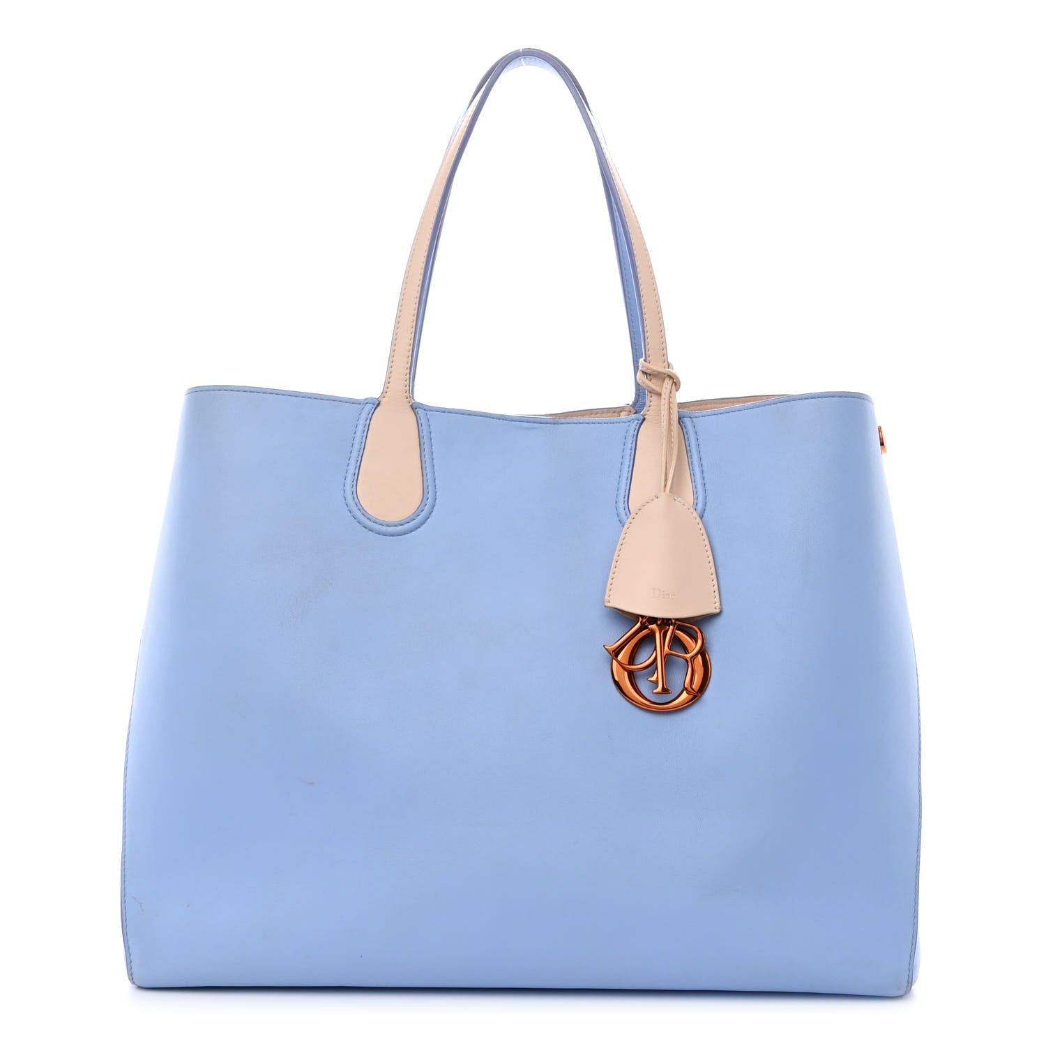 Christian Dior Calfskin Large Addict Shopping Tote Light Blue Beige 1 of 12