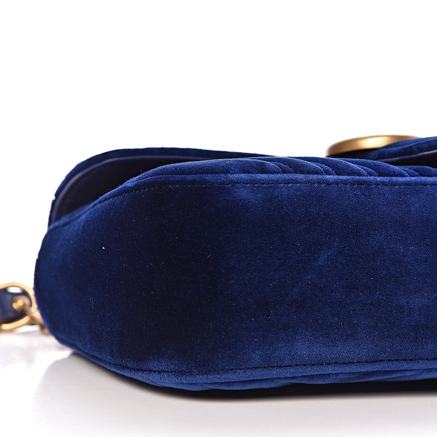 Velvet Matelasse Small GG Marmont Shoulder Bag Cobalt Blue