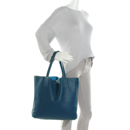 Hermes Taurillon Clemence Double Sens 45 Reversible Tote Colvert Turquoise 2 of 8