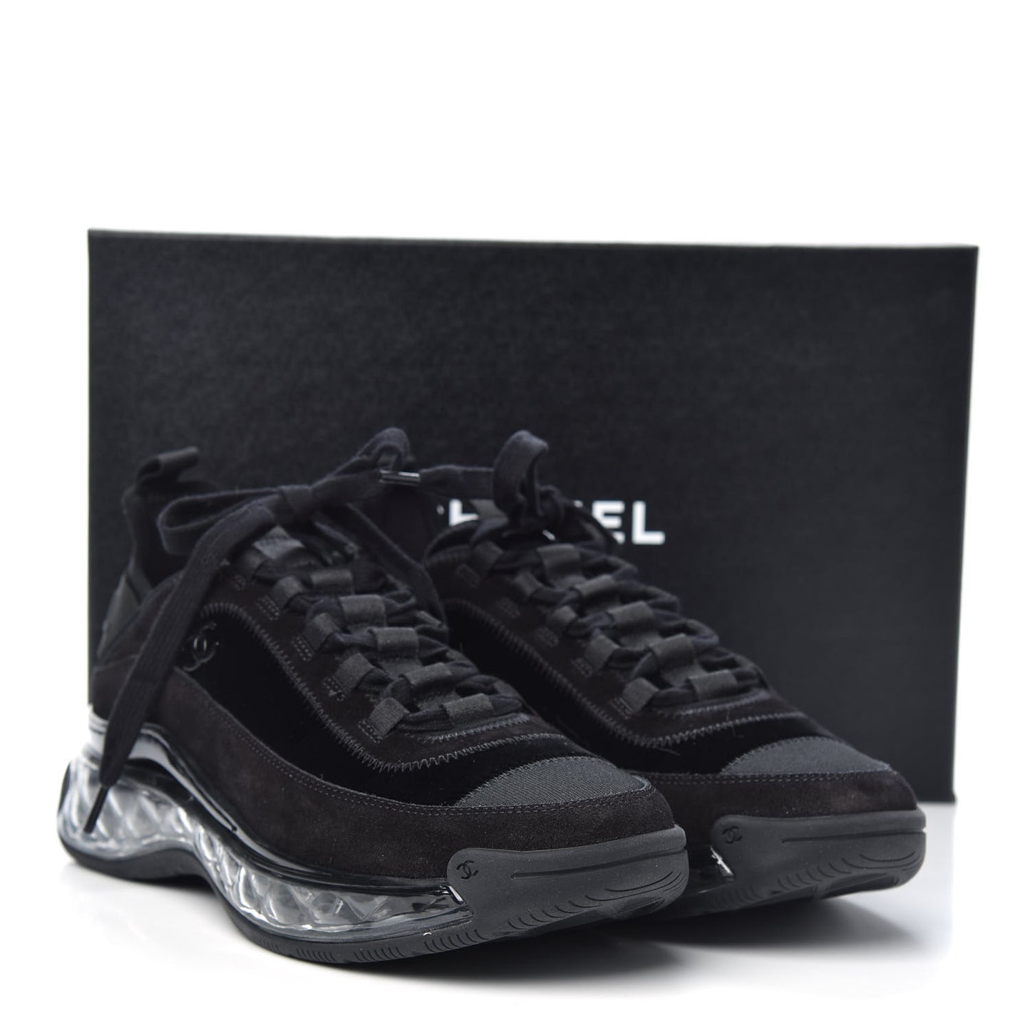 Suede Calfskin Velvet Grosgrain CC Sneakers 40 Black