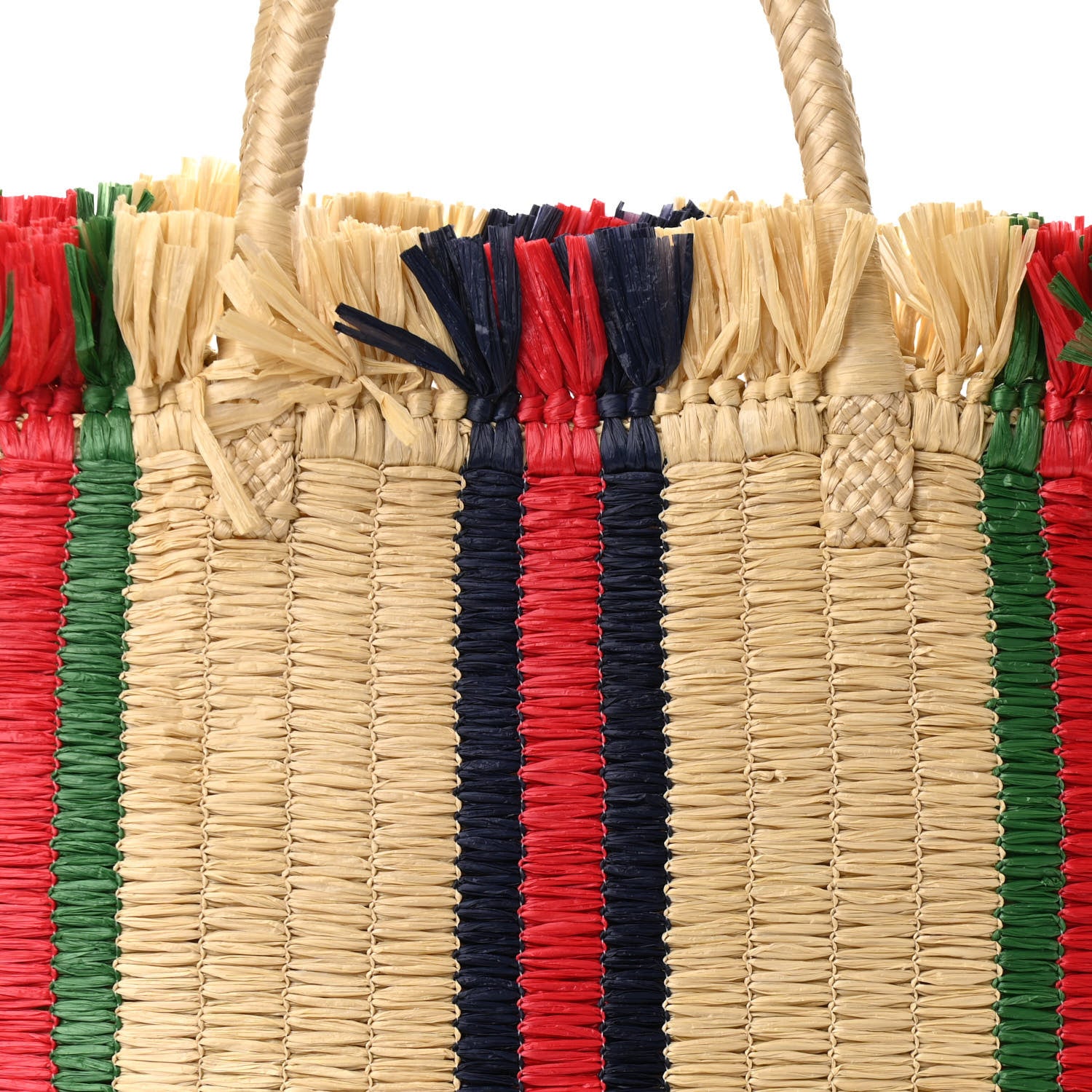 Gucci Raffia Linen Web Cestino Tote Bag 8 of 11