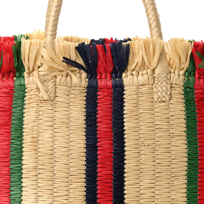 Gucci Raffia Linen Web Cestino Tote Bag 8 of 11