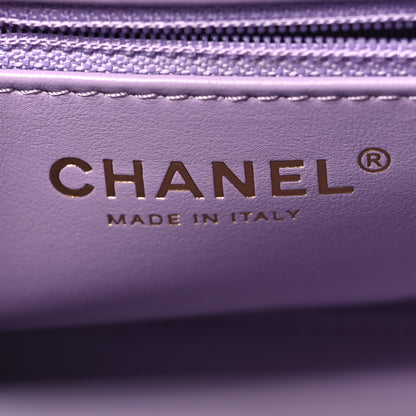 Chanel Shiny Aged Calfskin Quilted Nano Kelly Shopper Lilac 6 of 11