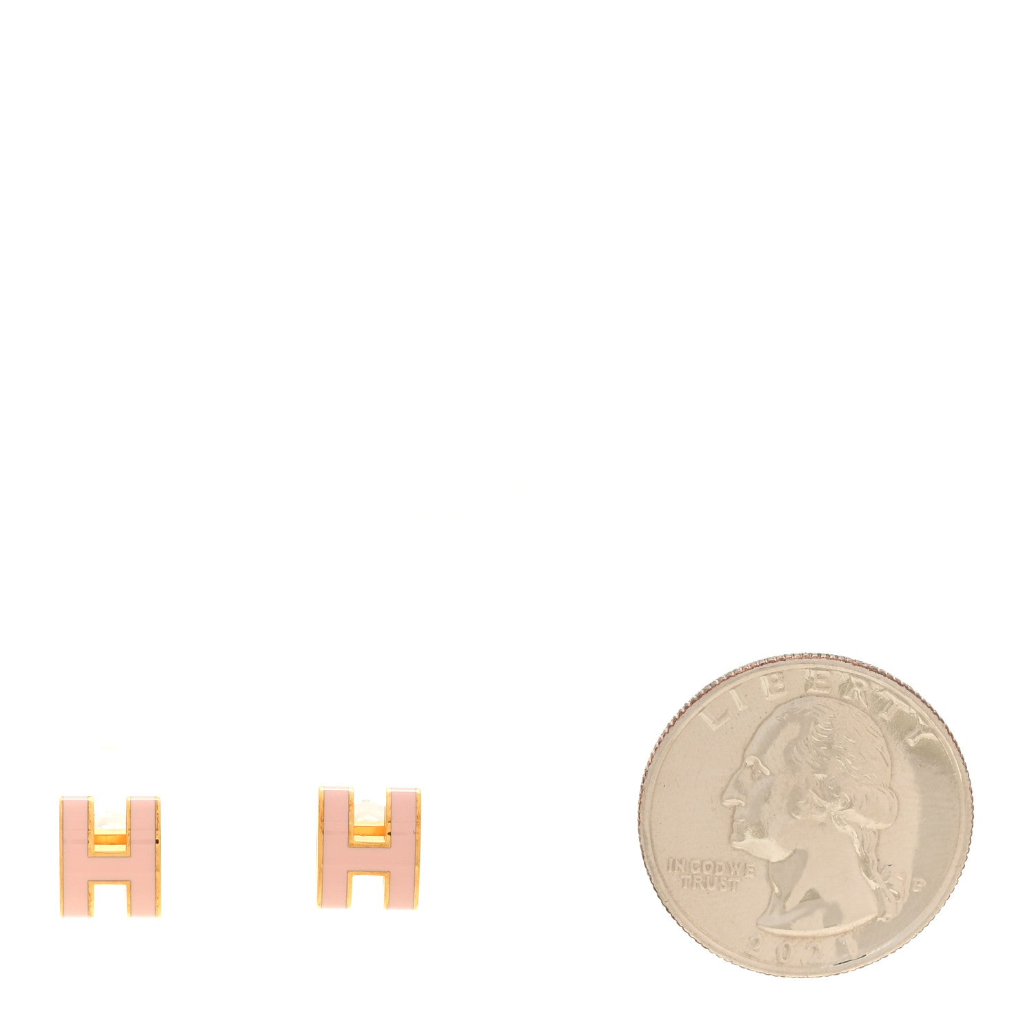 Hermes Rose Gold Lacquered Mini Pop H Earrings Rose Dragee 2 of 5