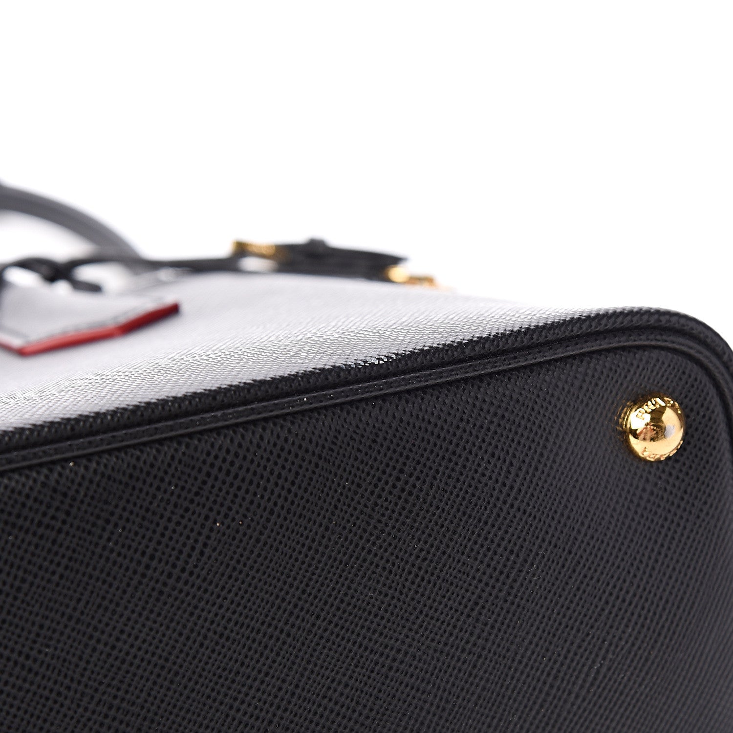 Prada Saffiano Cuir Small Double Bag Black Fuoco 7 of 9