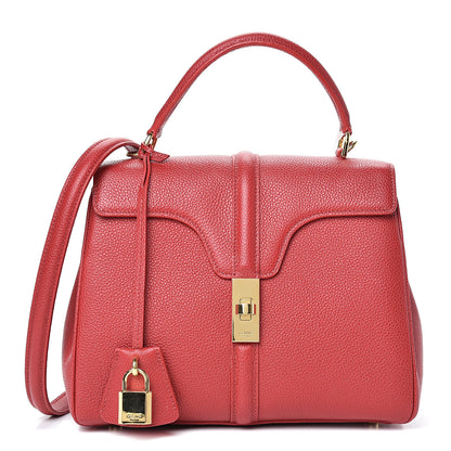 Celine Grained Calfskin Small 16 Top Handle Bag Red 1 of 10
