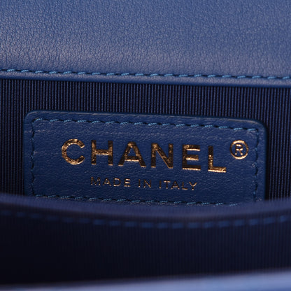 Chanel Calfskin Quilted North South Boy Flap Blue 6 of 10