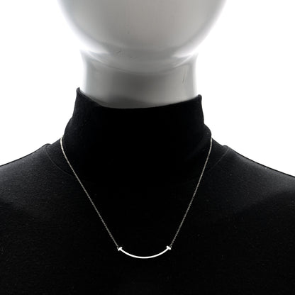 Tiffany 18K White Gold Small T Smile Pendant Necklace 2 of 5