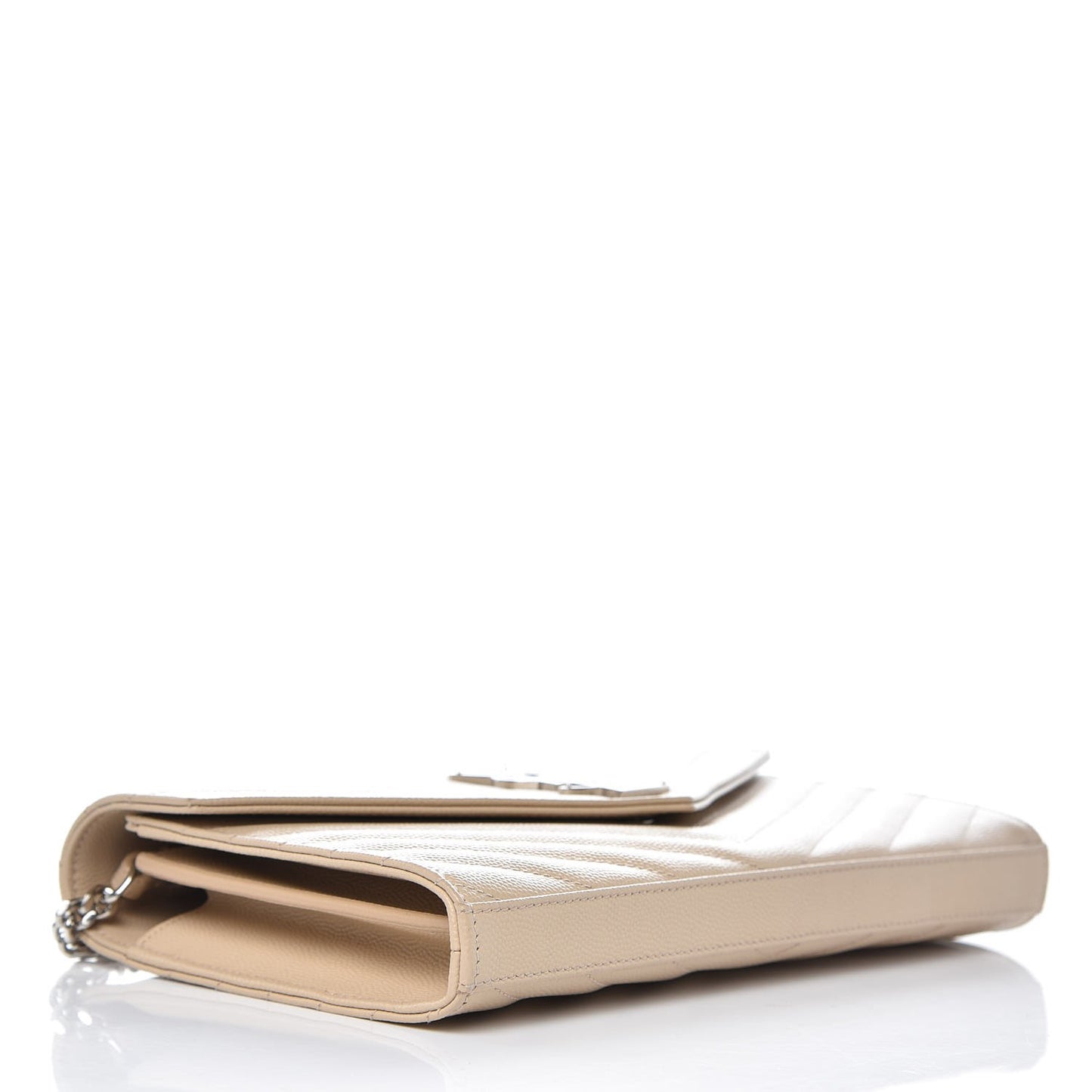 Grain De Poudre Matelasse Chevron Monogram Chain Wallet Nude Powder