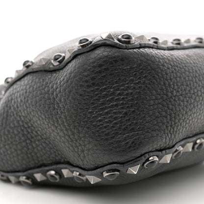 Valentino Garavani Pebbled Calfskin Onyx Small Rockstud Rolling Flip-Lock Messenger Bag Black 8 of 12