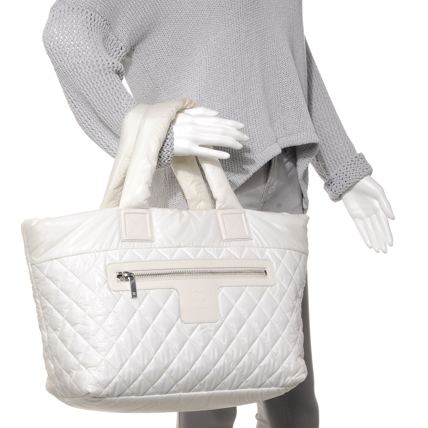 Nylon Coco Cocoon Large Tote White