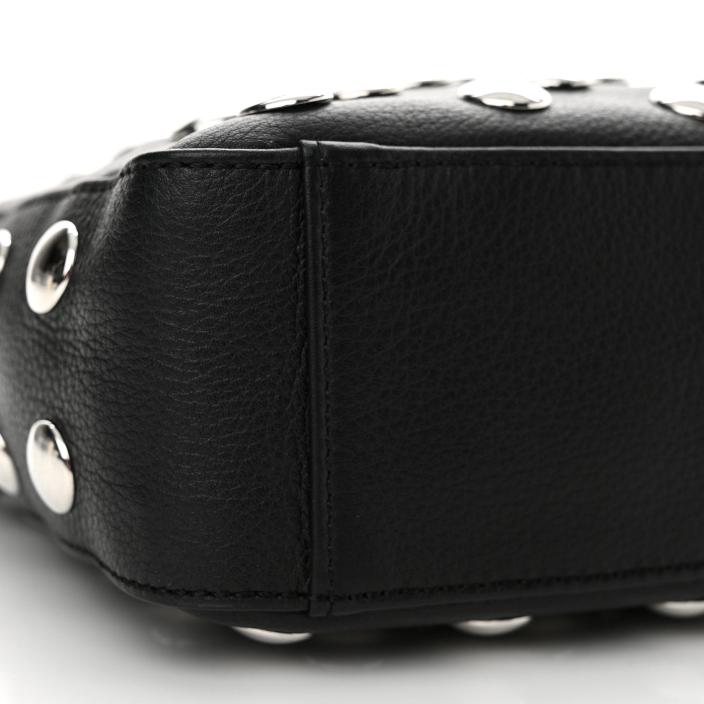 Pebbled Sport Calfskin Studded Small Elena Black