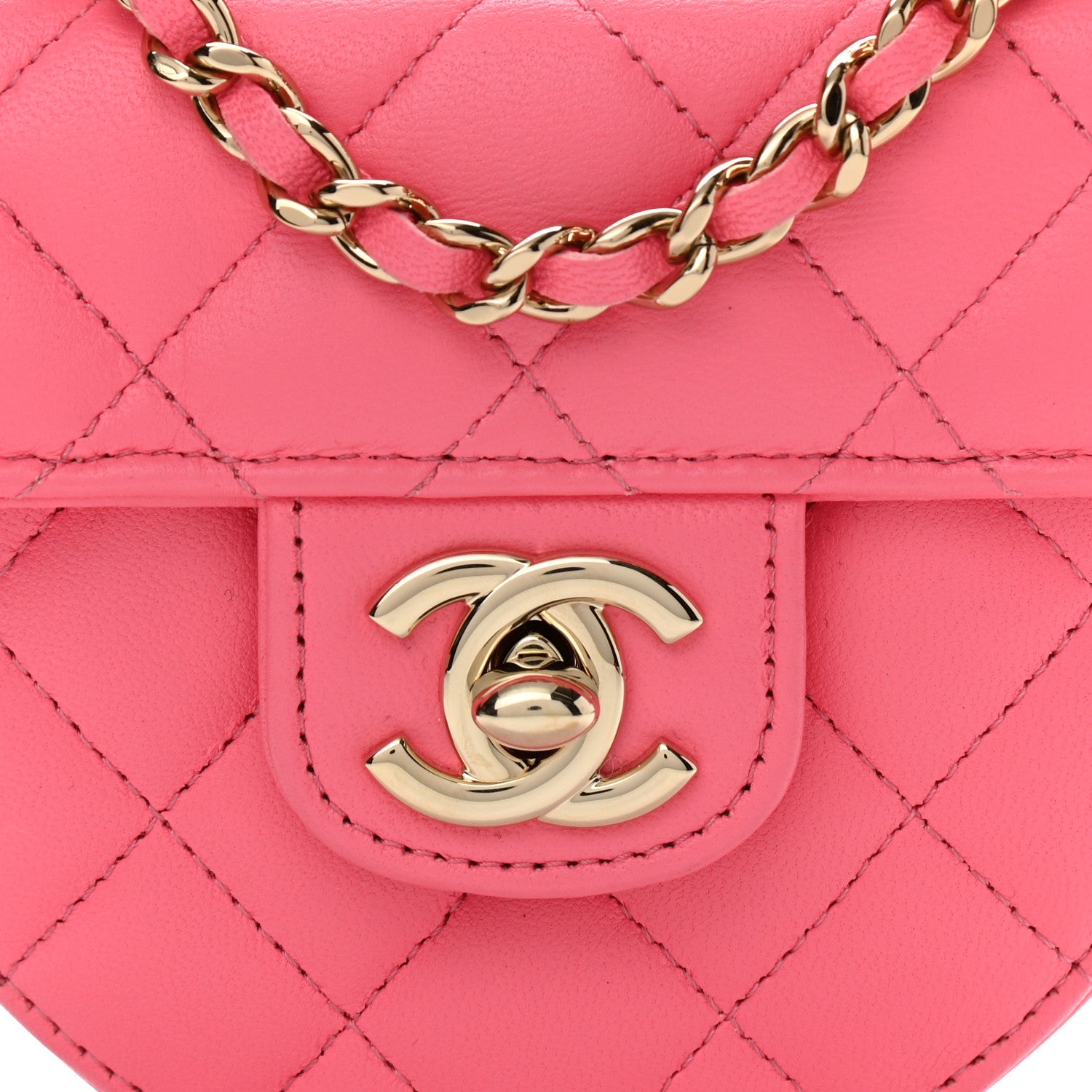 Chanel Lambskin Quilted CC In Love Heart Clutch With Chain Pink 8 of 11