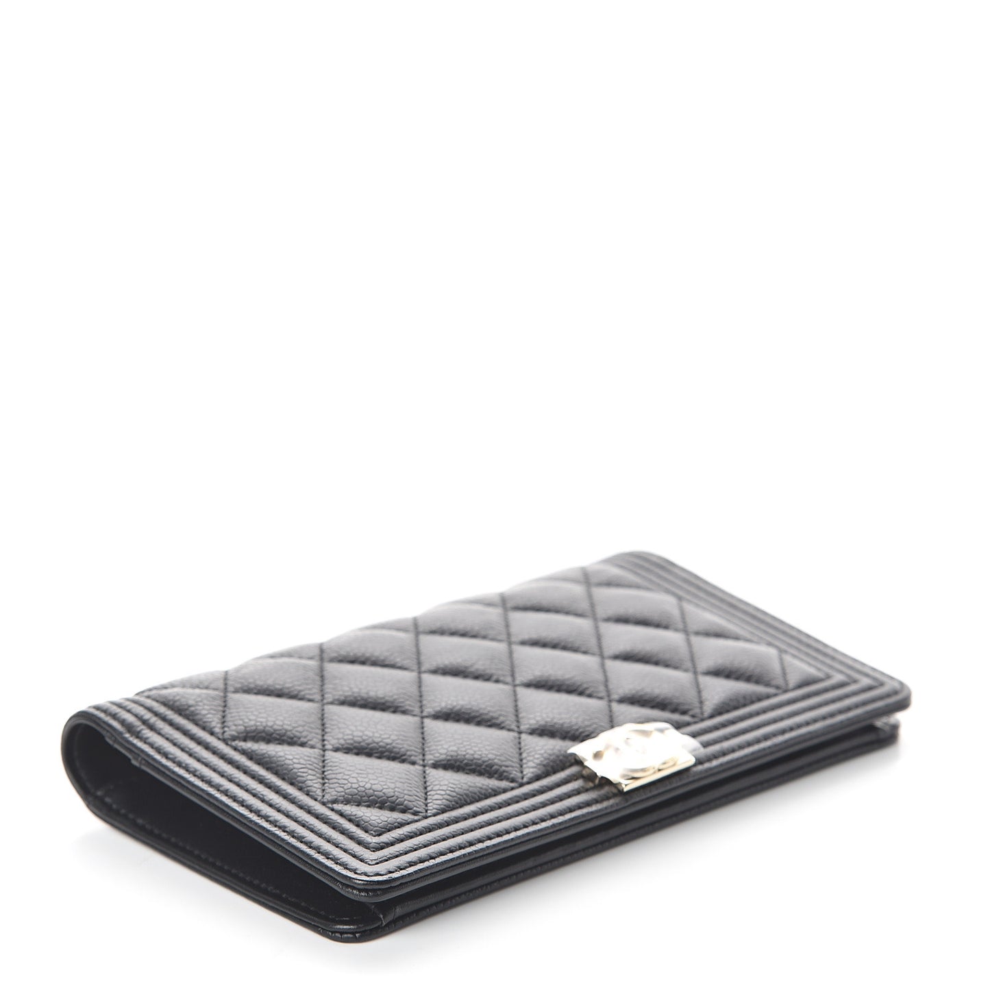Caviar Quilted Boy Yen Wallet Black