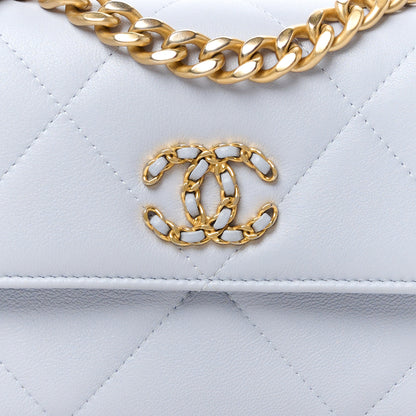 Chanel Lambskin Quilted Chanel 19 Flap Clutch Light Blue 11 of 14