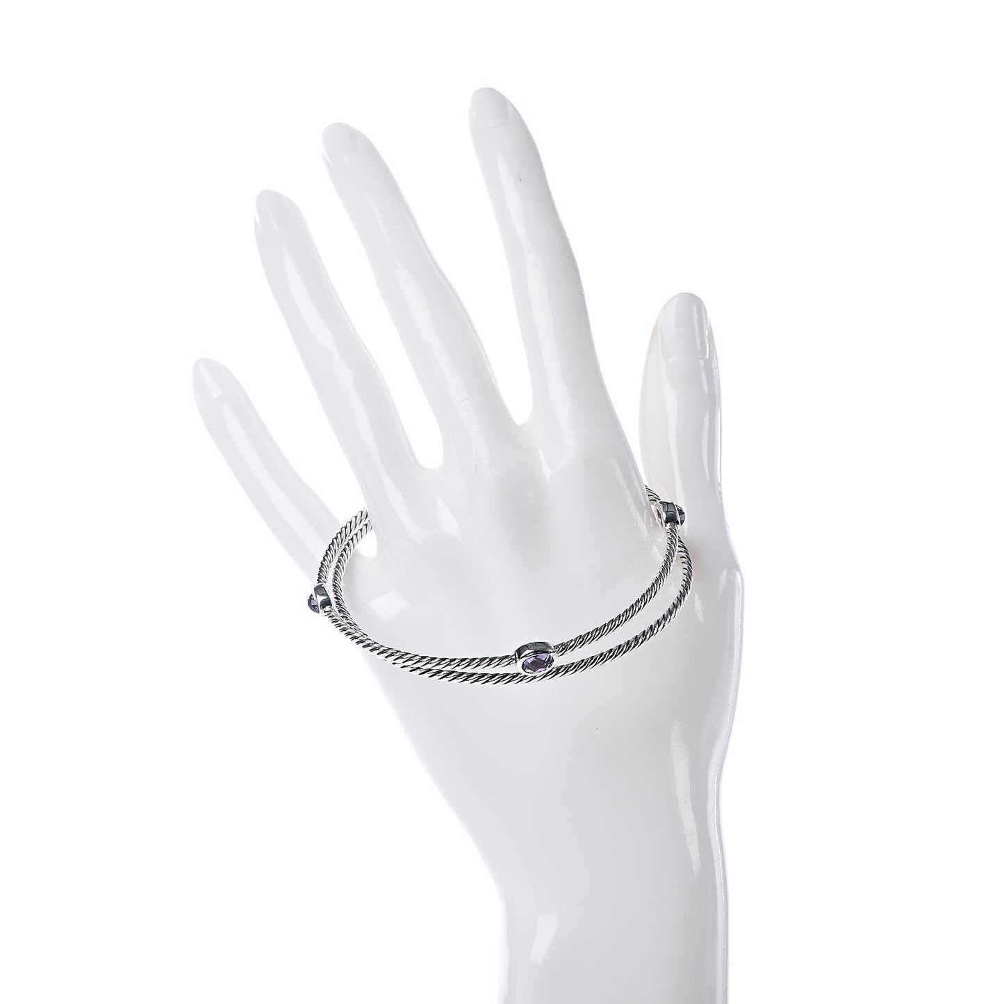 Sterling Silver Amethyst Color Classics Cable Bangle Bracelet Set of 2
