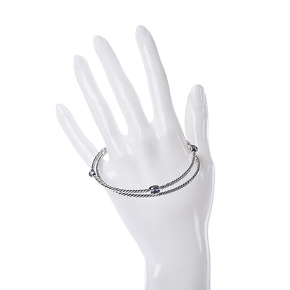 David Yurman Sterling Silver Amethyst Color Classics Cable Bangle Bracelet Set of 2 2 of 5