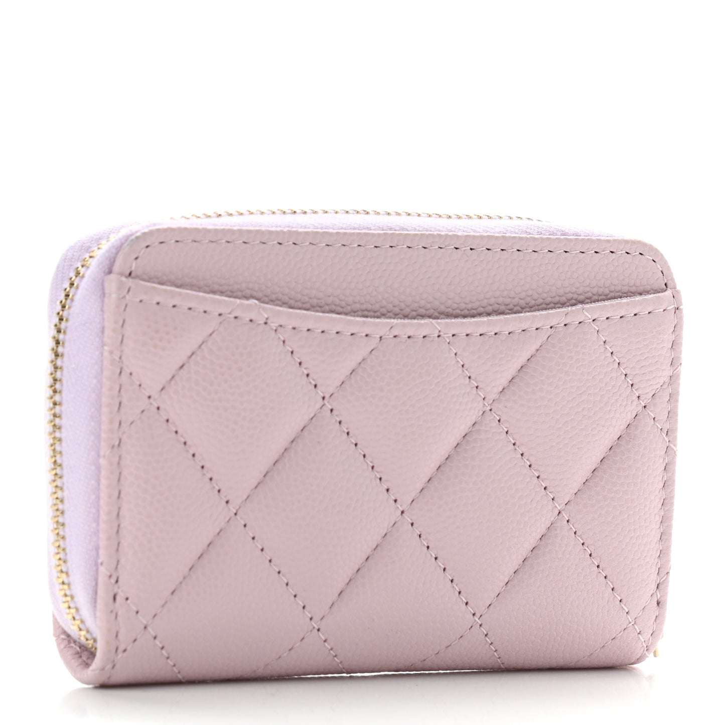 Caviar Quilted Zip Coin Purse Light Pink