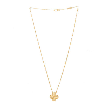 Van Cleef & Arpels 18K Yellow Gold Guilloche Vintage Alhambra Pendant Necklace 3 of 6