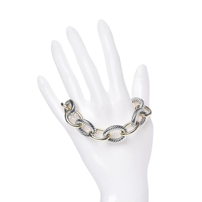 David Yurman Sterling Silver 18K Yellow Gold 17mm Extra Large Oval Link Bracelet 2 of 4