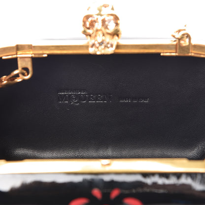 Alexander McQueen Patent Suede Skull Box Clutch Black Red 7 of 8