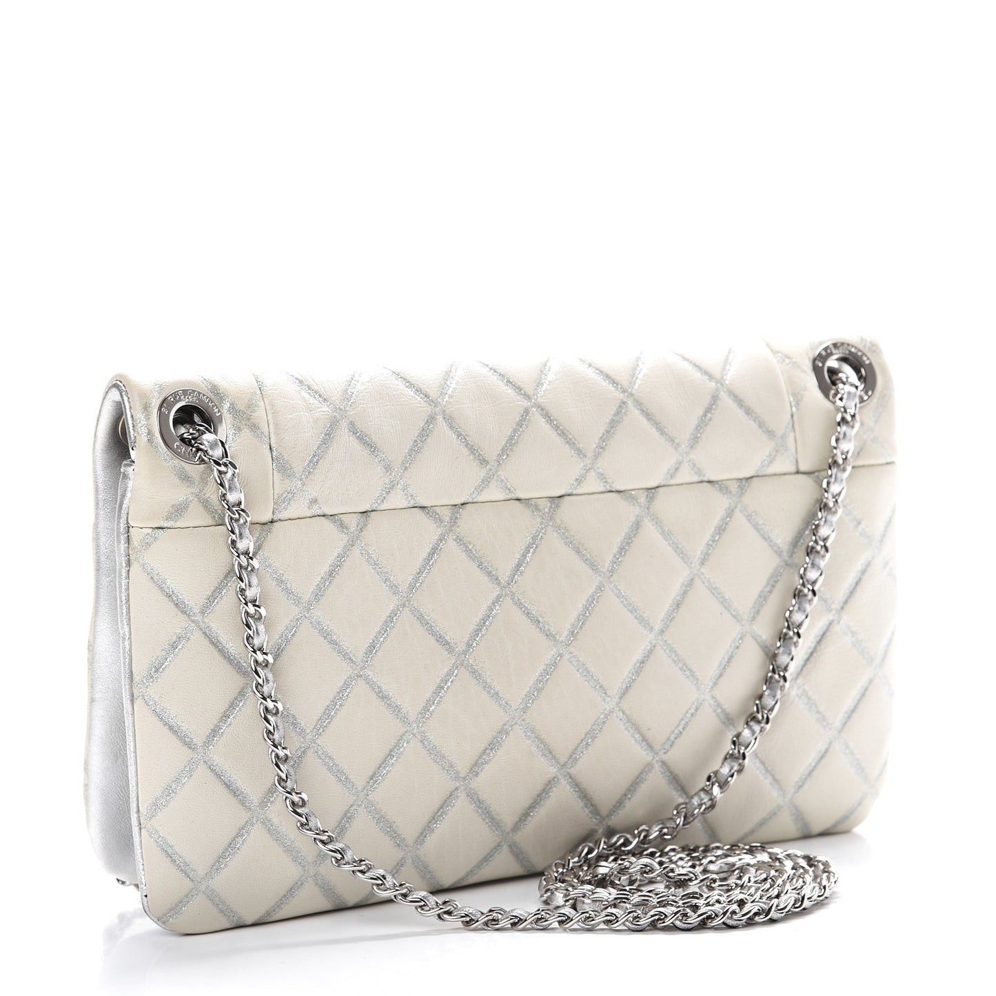Lambskin Embossed CC Flap Shoulder Bag White