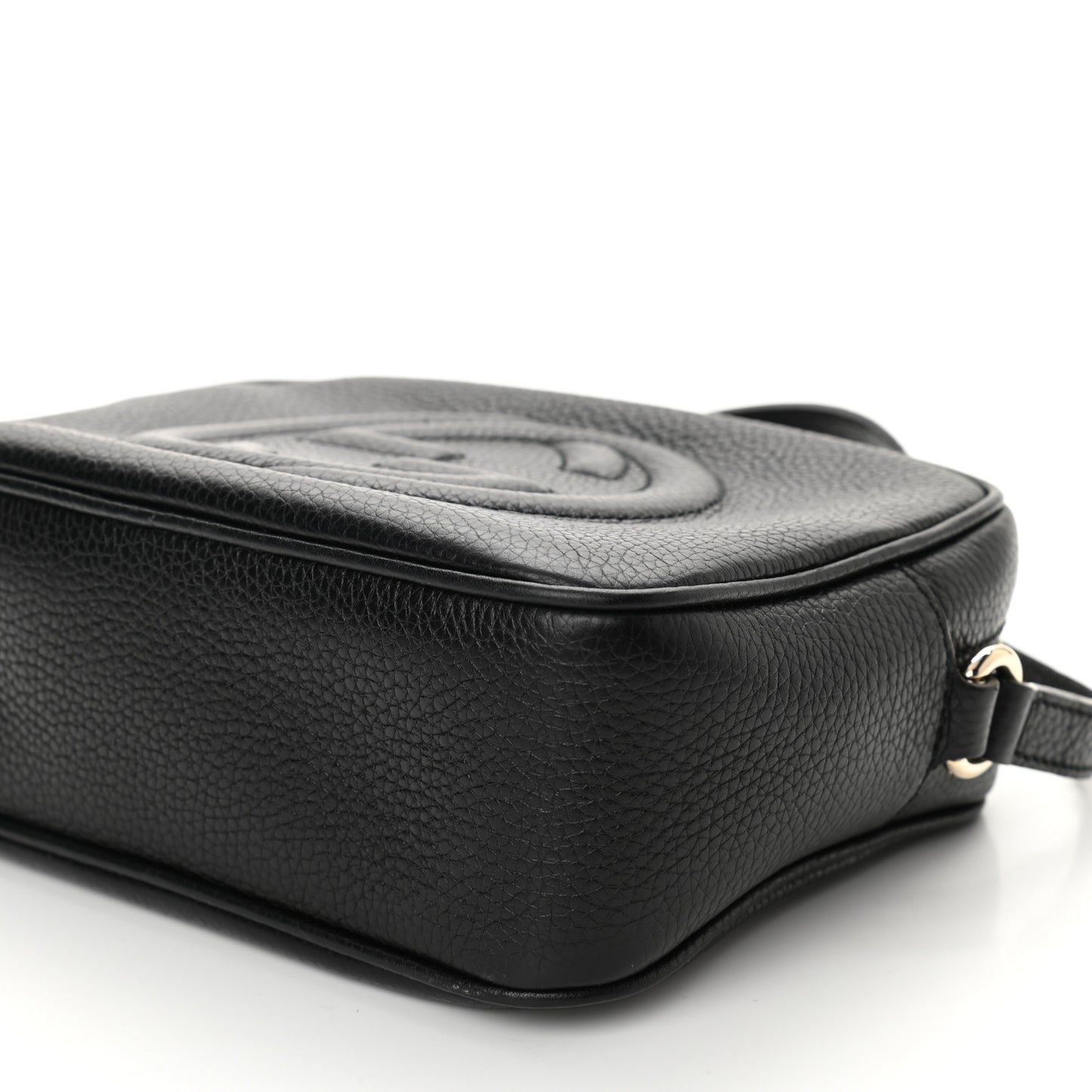 Pebbled Calfskin Small Soho Disco Bag Black