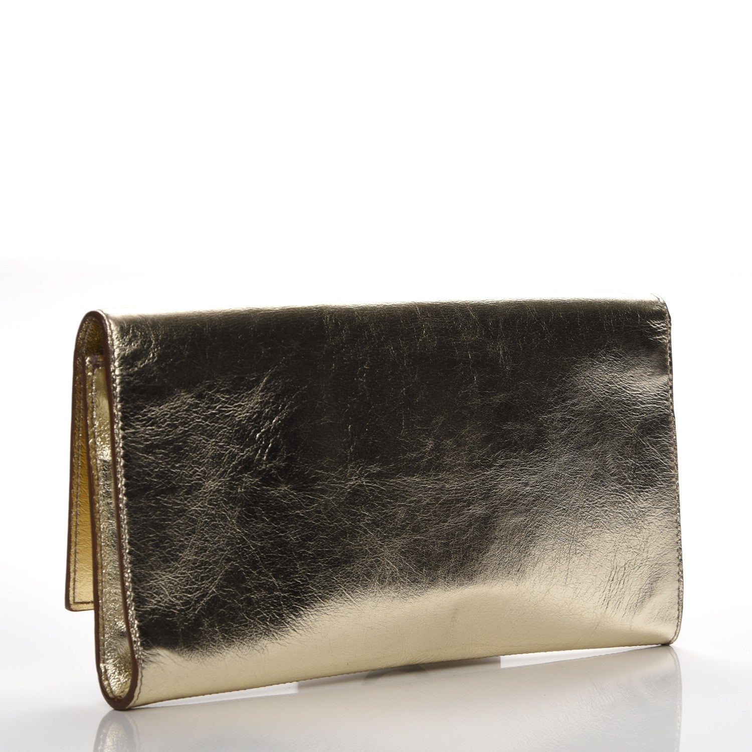 Saint Laurent Metallic Textured Calfskin Small Belle De Jour Clutch Light Gold 3 of 7