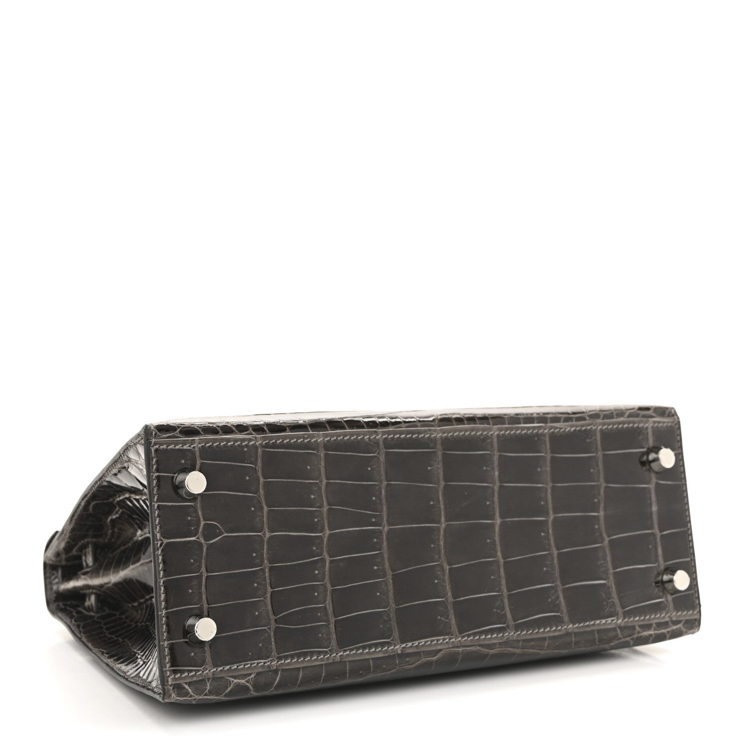 Hermes Shiny Niloticus Crocodile Kelly Sellier 25 Graphite 4 of 14