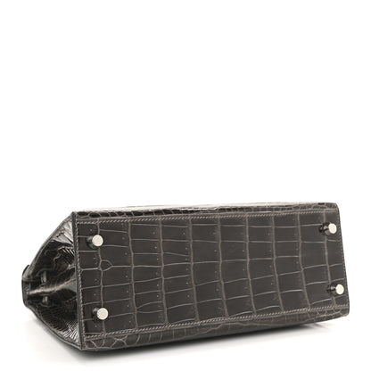 Hermes Shiny Niloticus Crocodile Kelly Sellier 25 Graphite 4 of 14