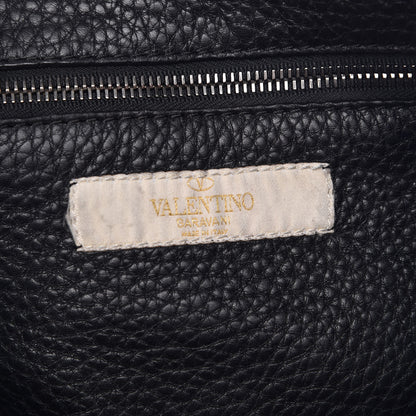 Valentino Garavani Pebbled Calfskin Tribal Small Guitar Strap Rockstud Rolling Flip-Lock Messenger Bag Black 6 of 7