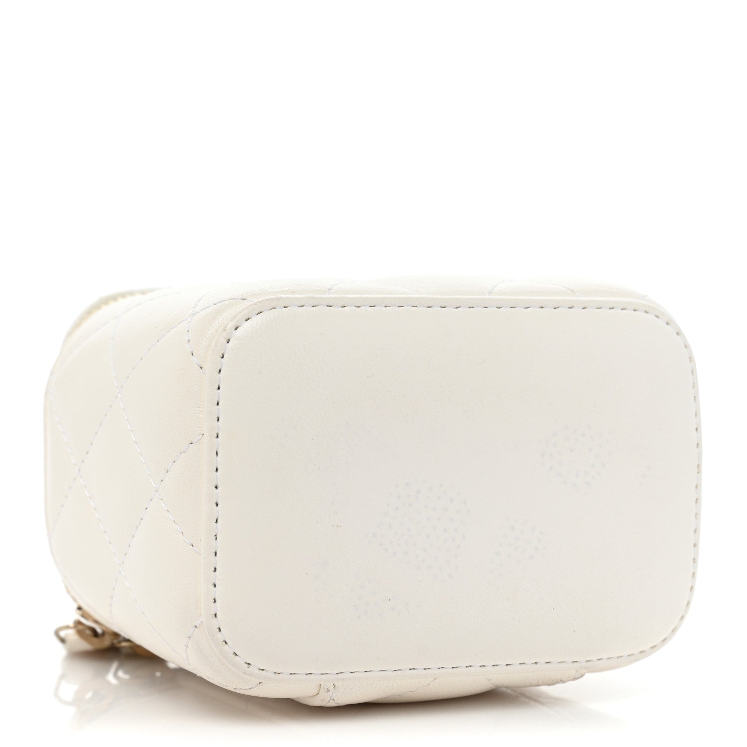 Chanel Lambskin Quilted Mini Camellia Bow Vanity Case With Chain White 4 of 15