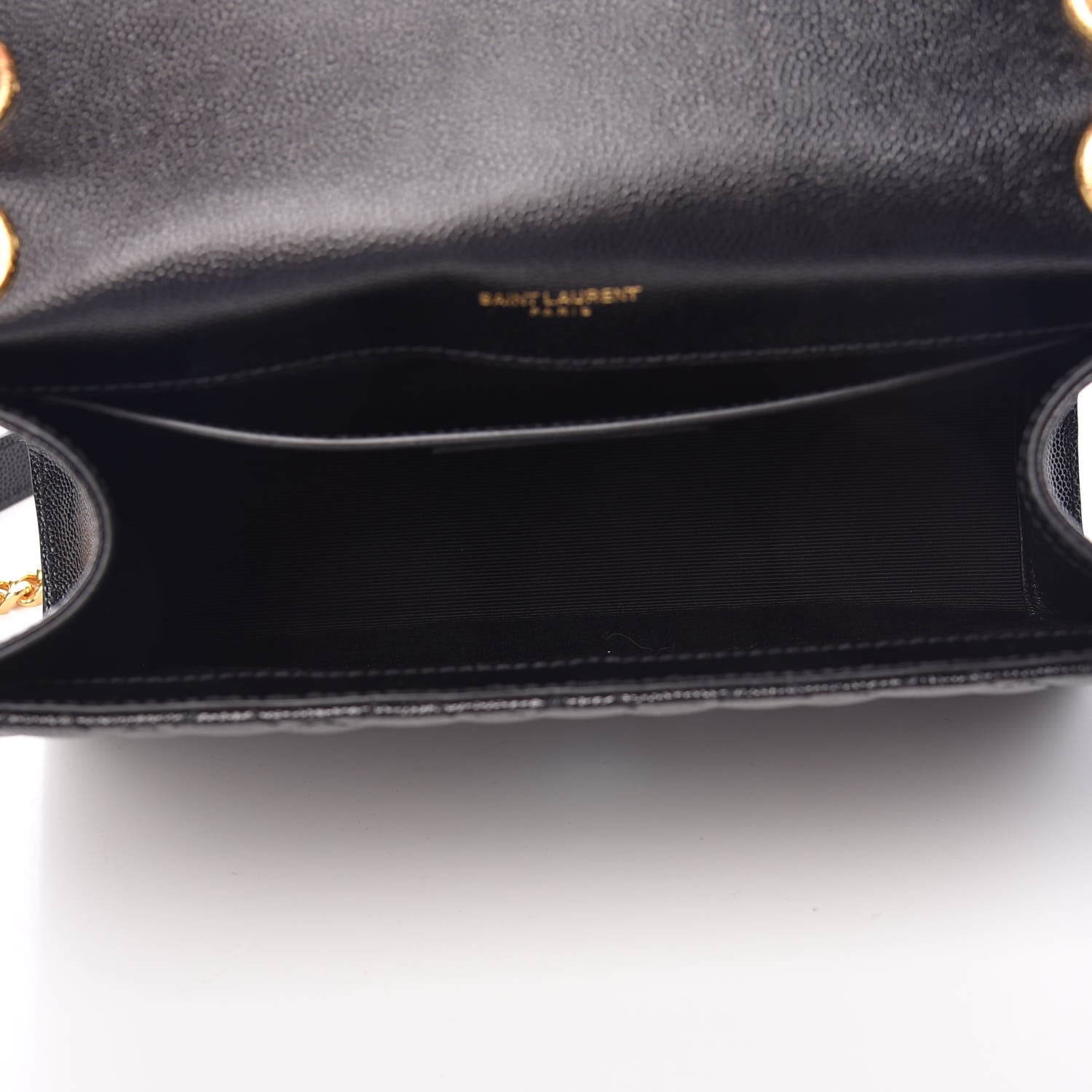 Saint Laurent Grain De Poudre Textured Mixed Matelasse Triquilt Medium Monogram Satchel Black 6 of 9