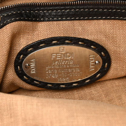 Fendi Calfskin Romano Selleria Shopping Media Tote Dark Brown 6 of 14