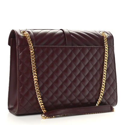 Saint Laurent Grain De Poudre Mixed Matelasse Large Triquilt Monogram Satchel Rouge Legion 3 of 7