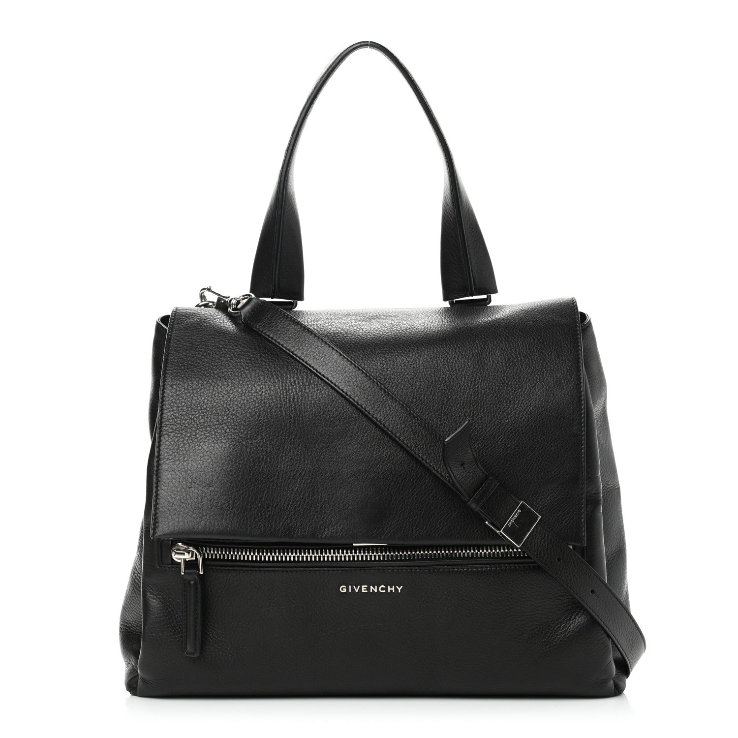 Givenchy Waxy Grained Calfskin Medium Pandora Pure Flap Bag Black 1 of 9